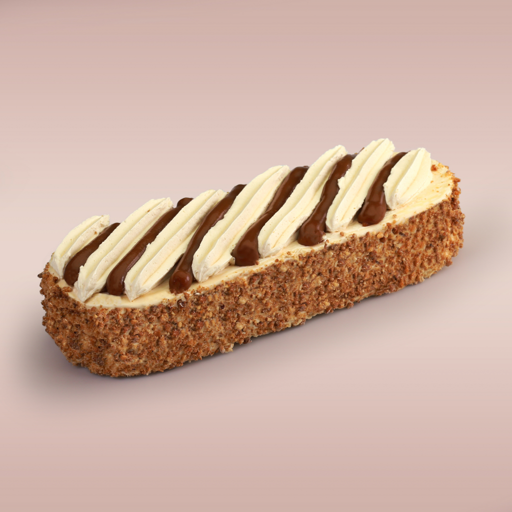 Schnitte karamel hazelnootschuim